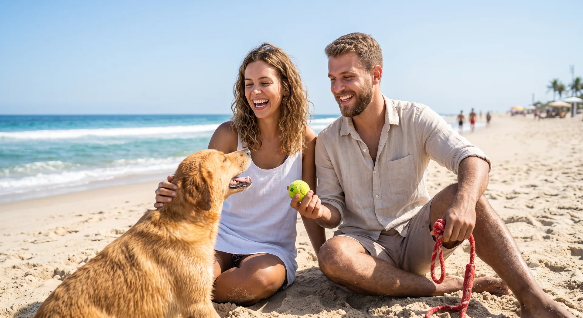Casal aproveitando a praia em Itapoá